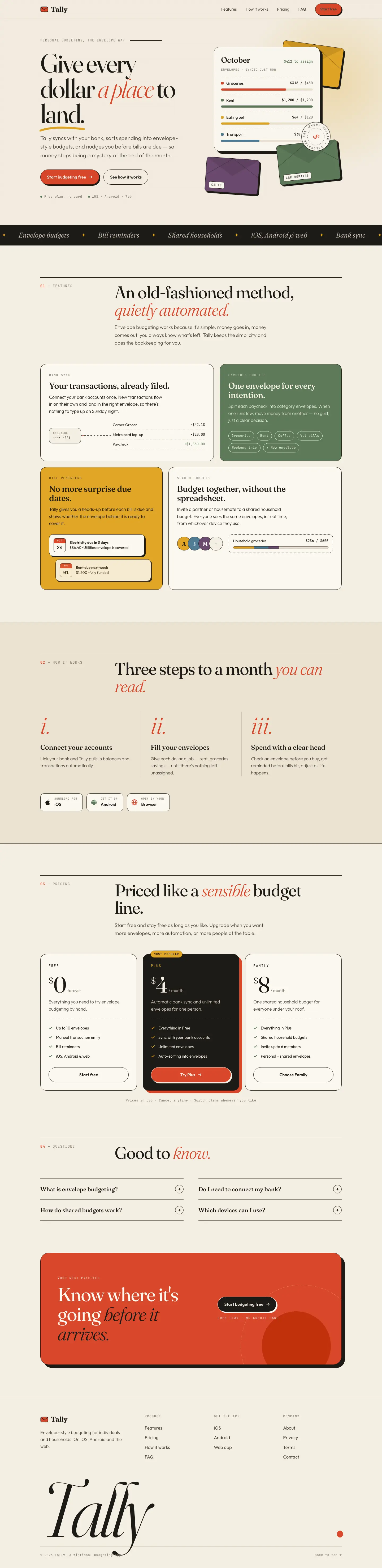 After: Tally landing page, made with Frontend Design (mager)