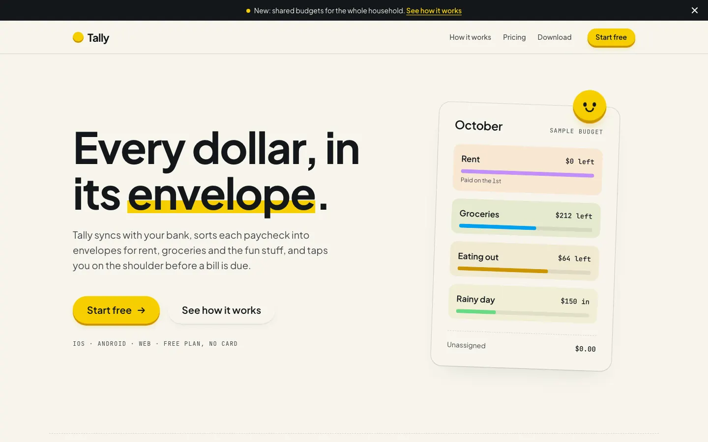 After: Tally landing page, made with Hallmark
