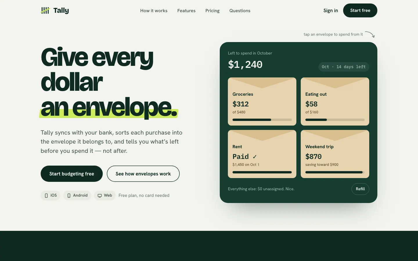 After: Tally landing page, made with Huashu Design