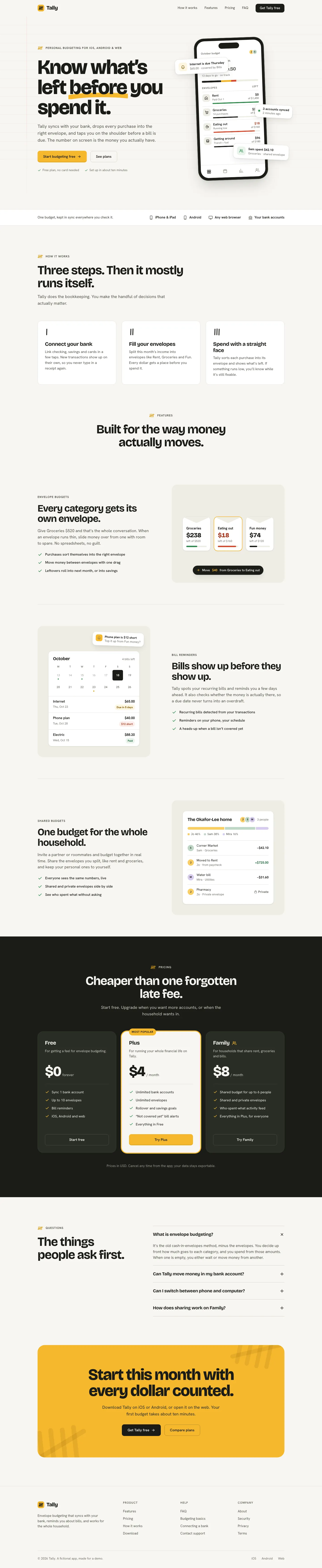 After: Tally landing page, made with Hue