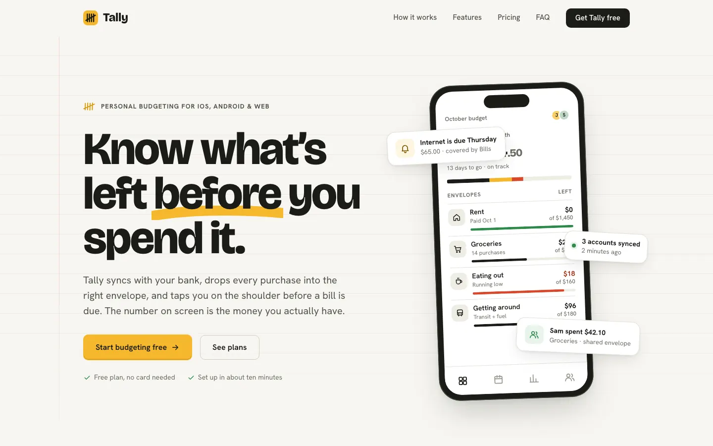 After: Tally landing page, made with hue