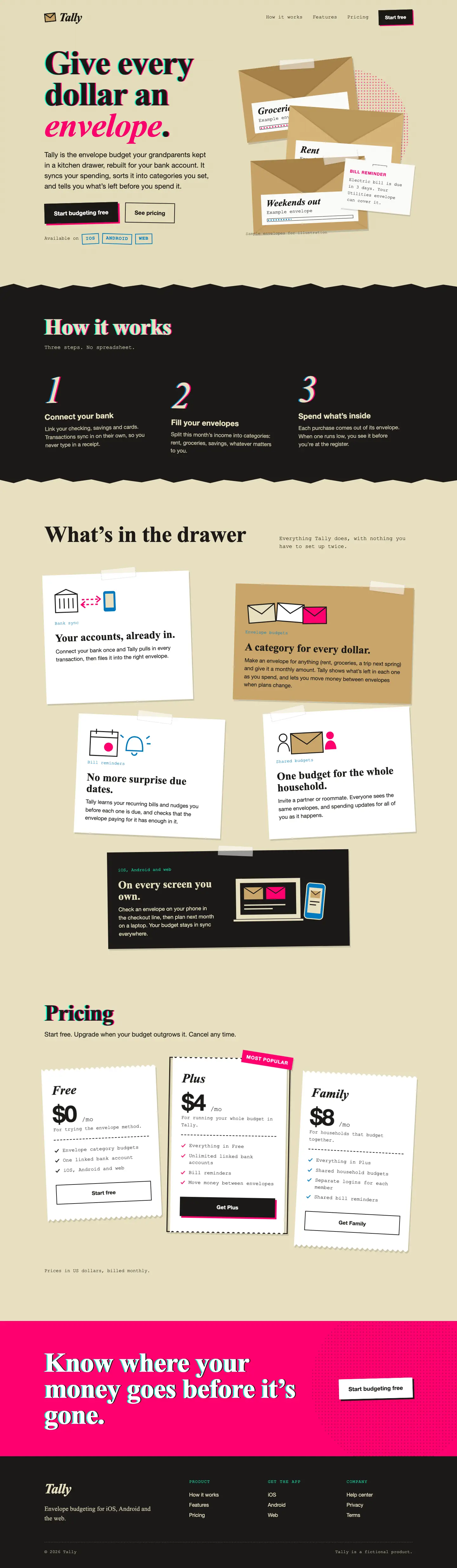After: Tally landing page, made with Frontend Design (Ilm-Alan)