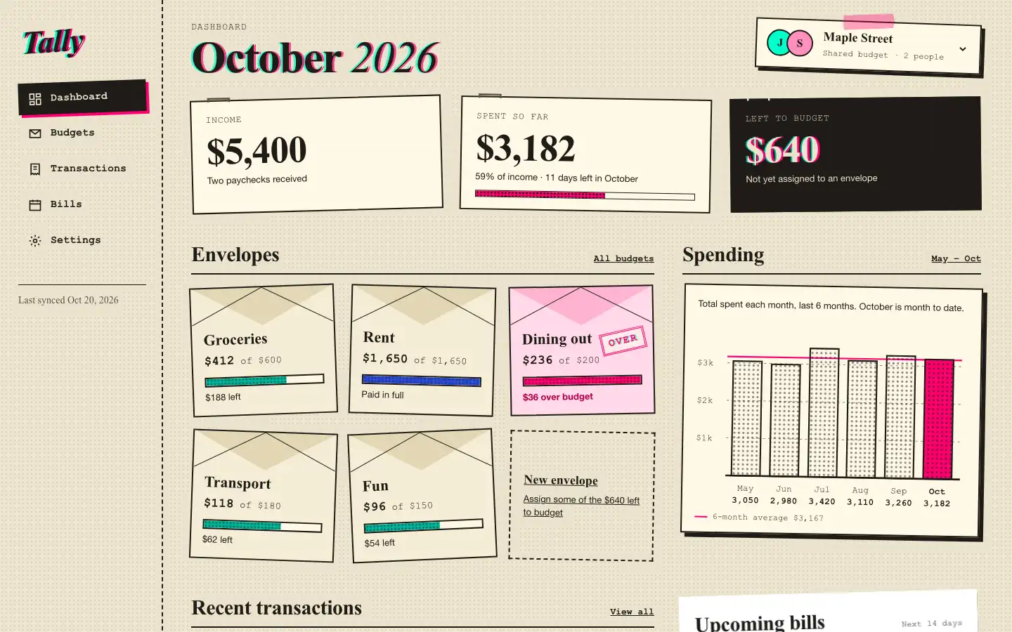 After: Tally dashboard, made with Frontend Design (Ilm-Alan)
