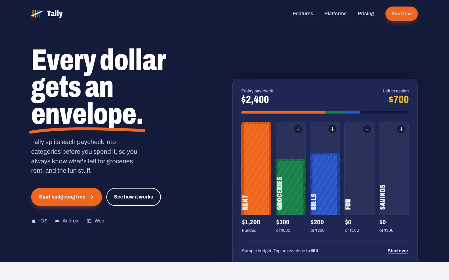 After: Tally landing page, made with Impeccable
