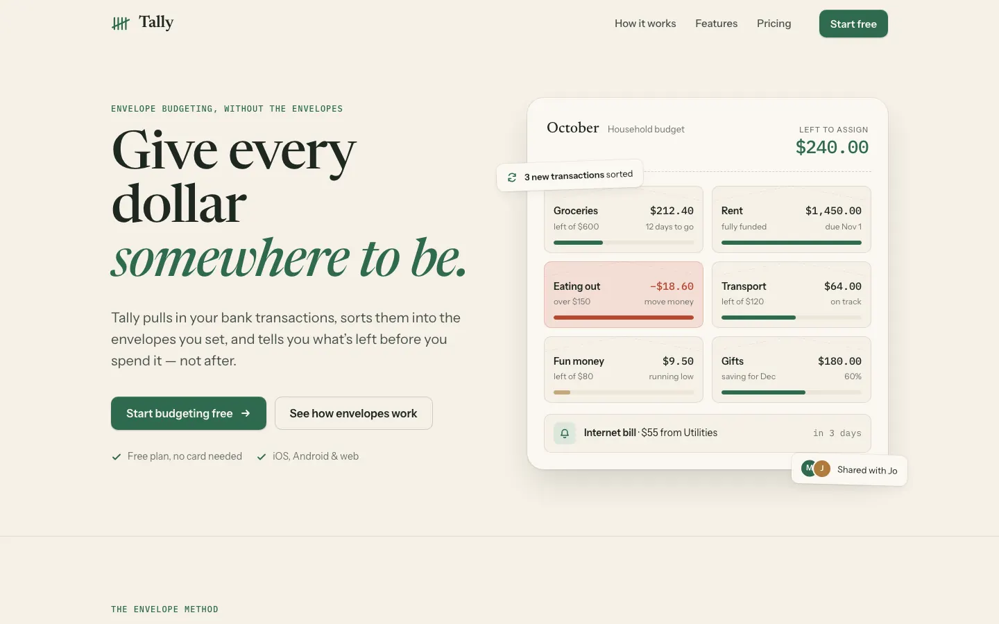 After: Tally landing page, made with Interface Design