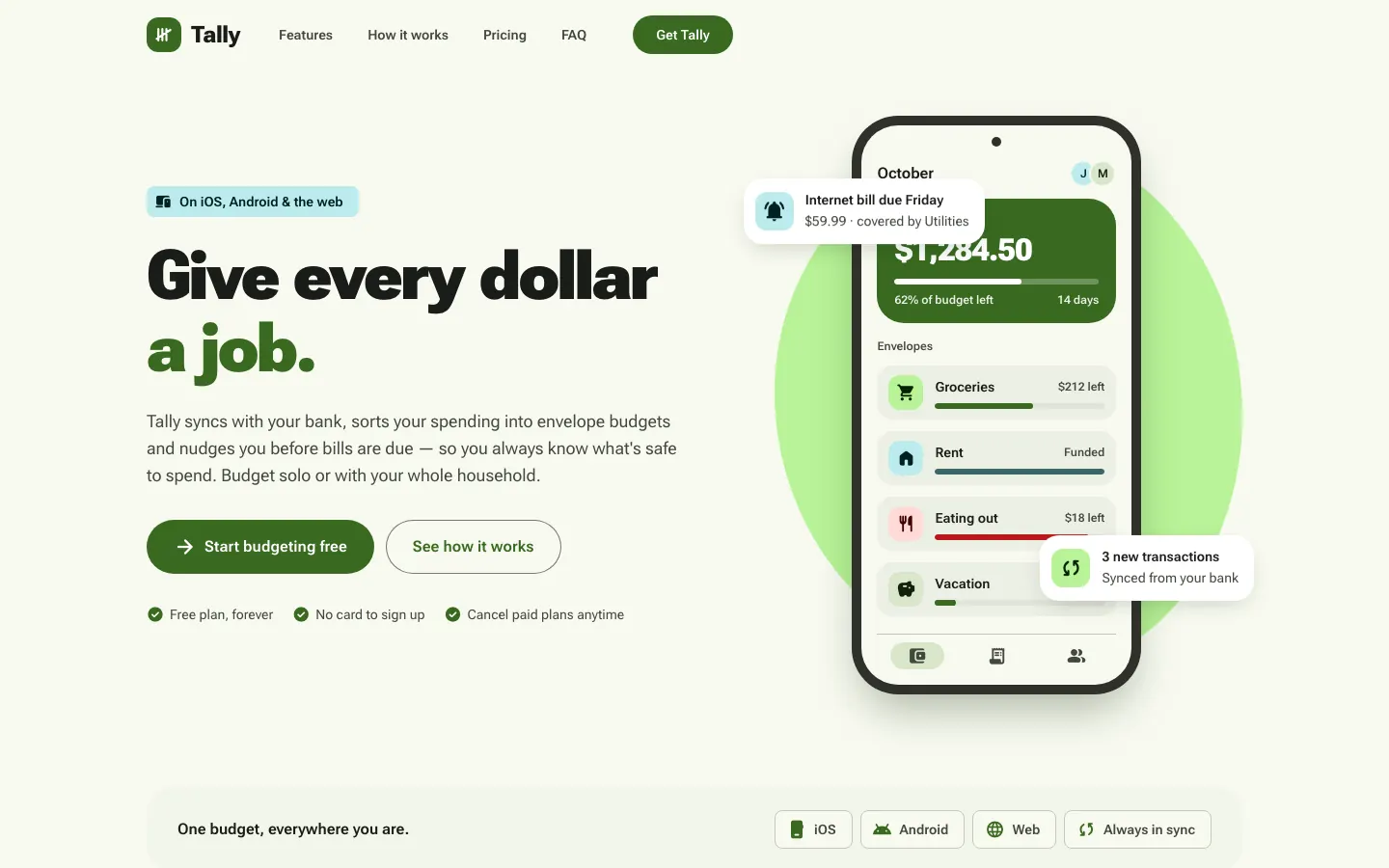 After: Tally landing page, made with material-3-skill