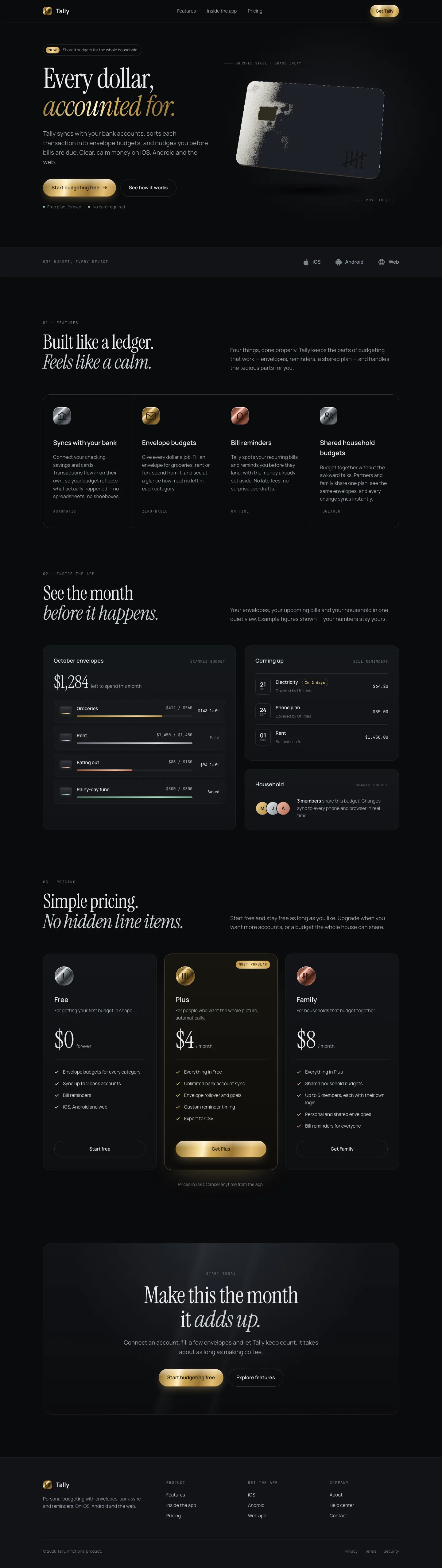 After: Tally landing page, made with 3D Metal Material (Meng To)