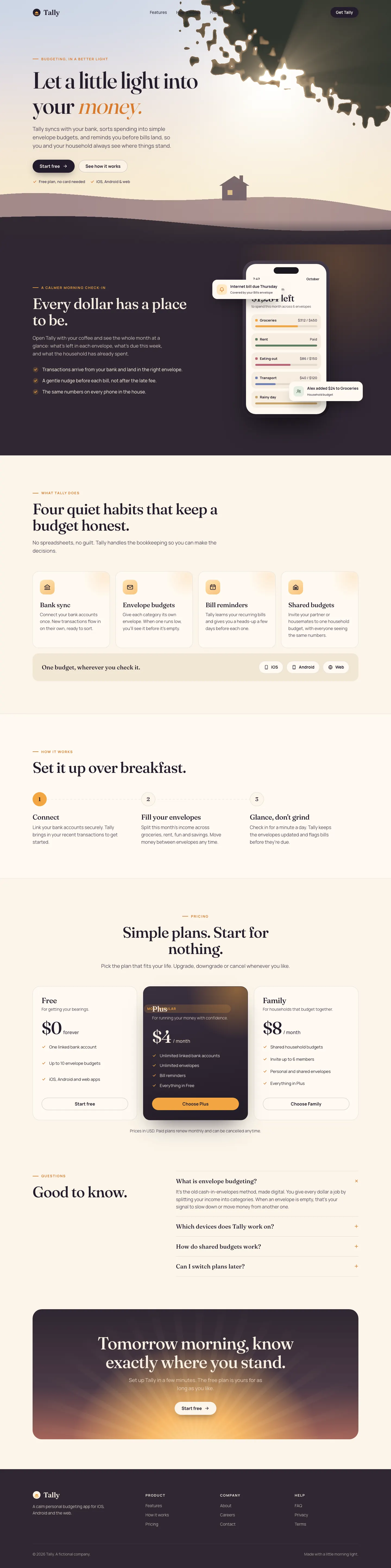 After: Tally landing page, made with 3D Sky Rays (Meng To)
