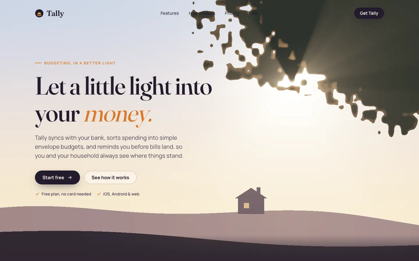 After: Tally landing page, made with 3D Sky Rays (Meng To)