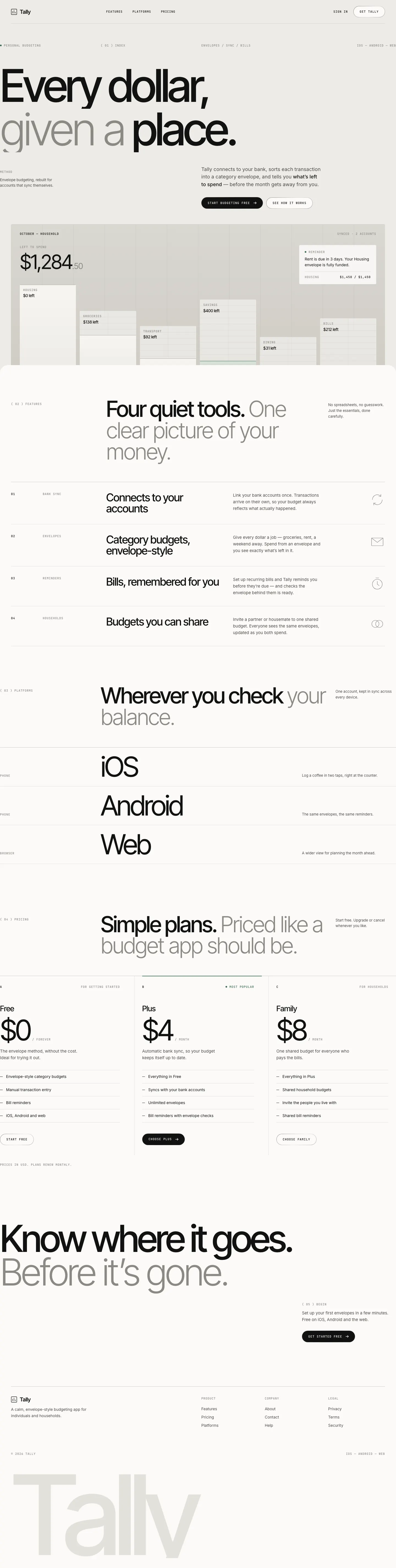 After: Tally landing page, made with Agency Grid Layout Minimal (Meng To)