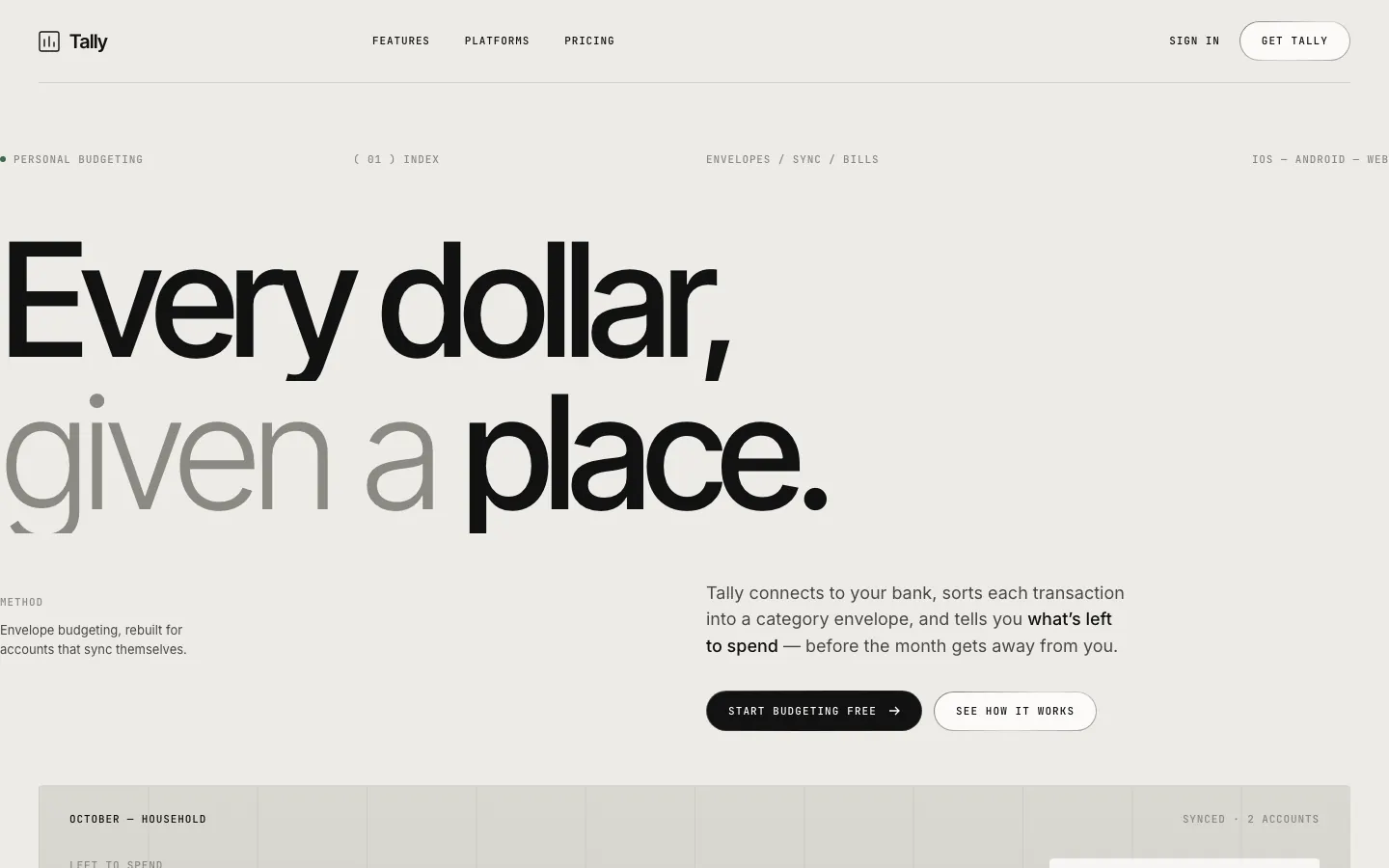 After: Tally landing page, made with Agency Grid Layout Minimal (Meng To)