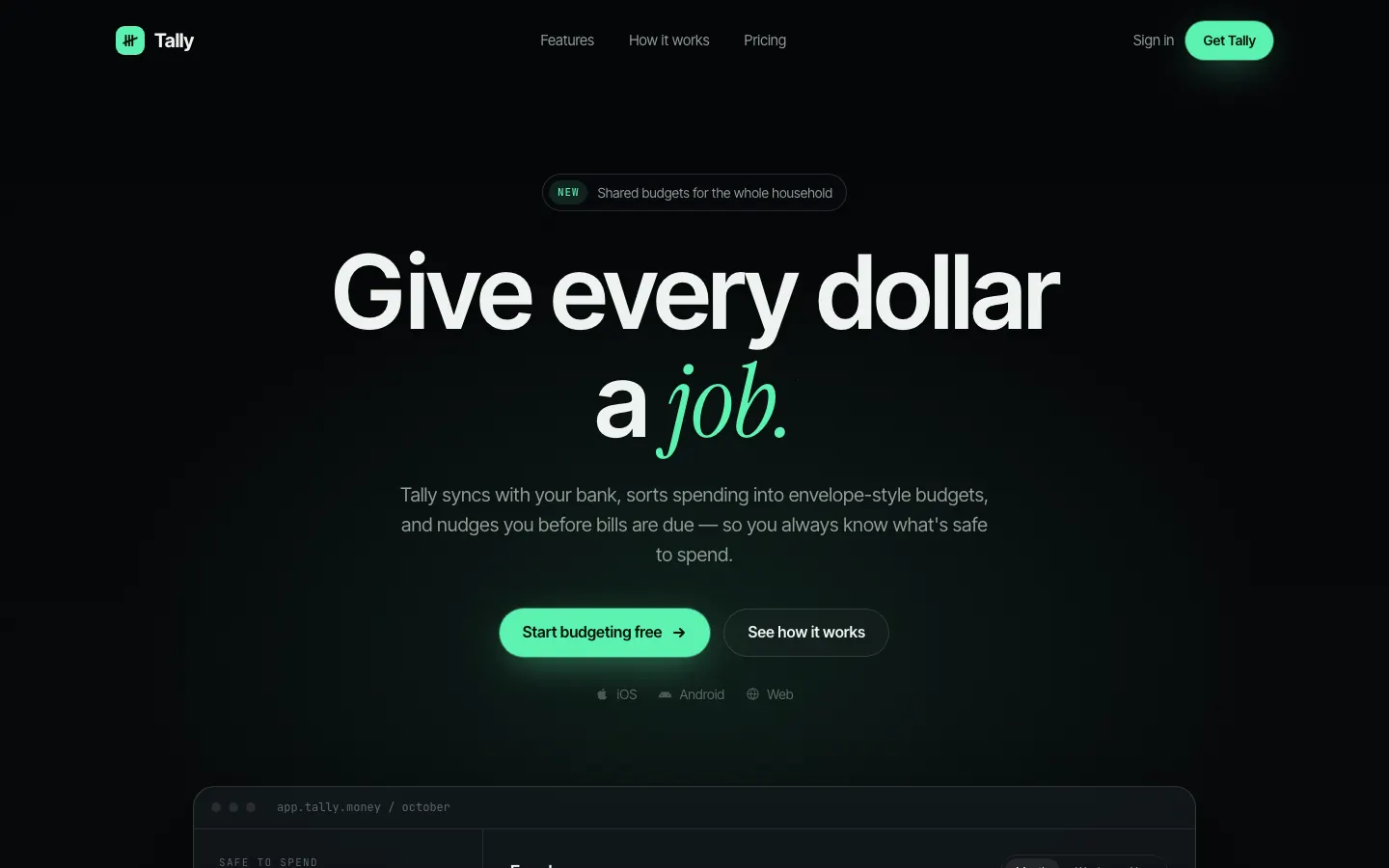 After: Tally landing page, made with Background Grid WebGL (Meng To)