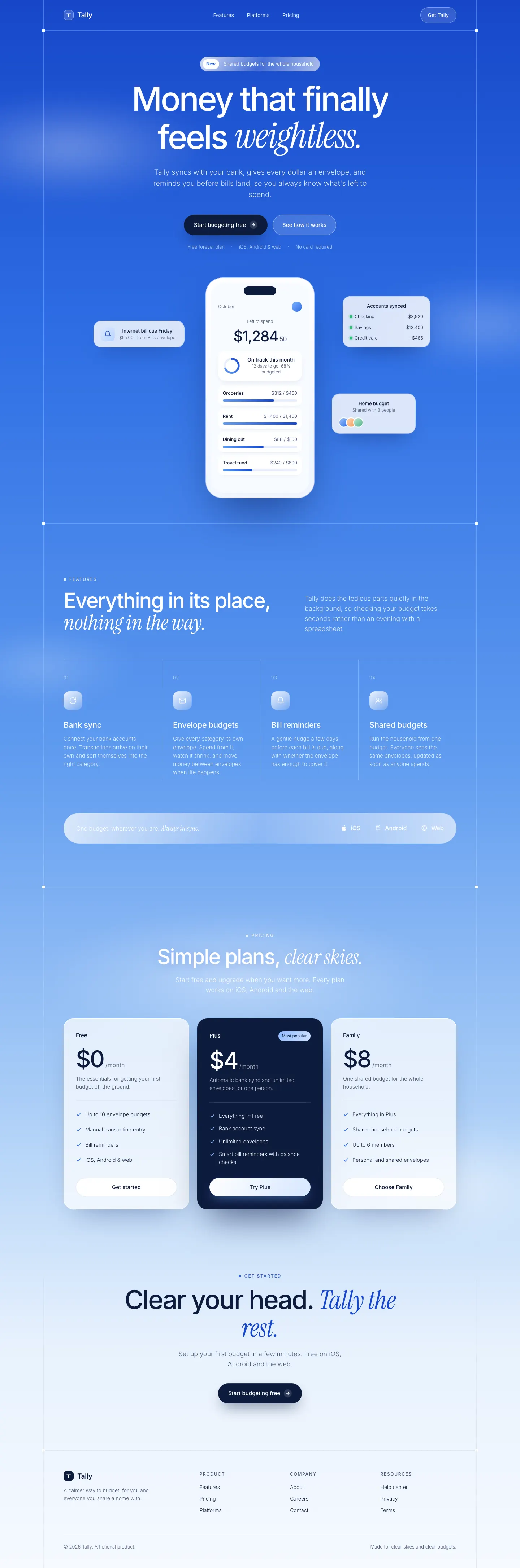 After: Tally landing page, made with Blue Cloudy Clean Modern (Meng To)