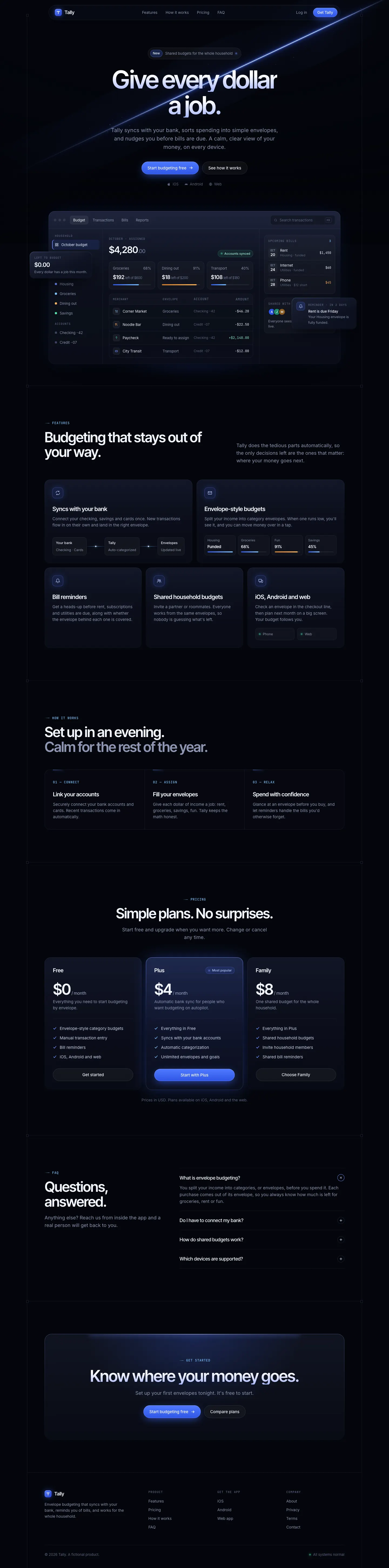 After: Tally landing page, made with Blue Laser Clean Glass Layout (Meng To)