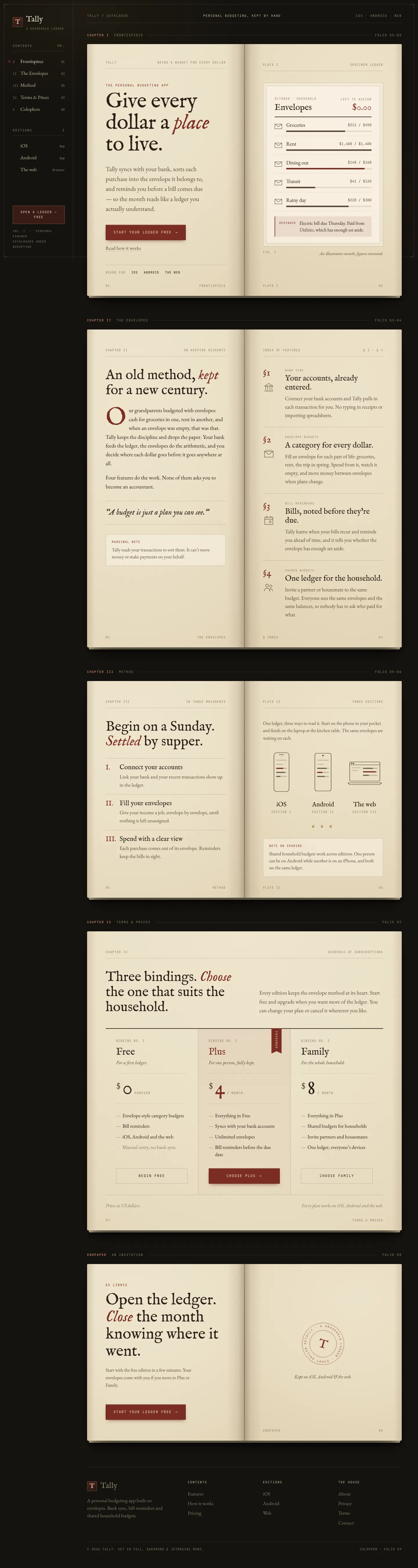 After: Tally landing page, made with Book Serif Index (Meng To)
