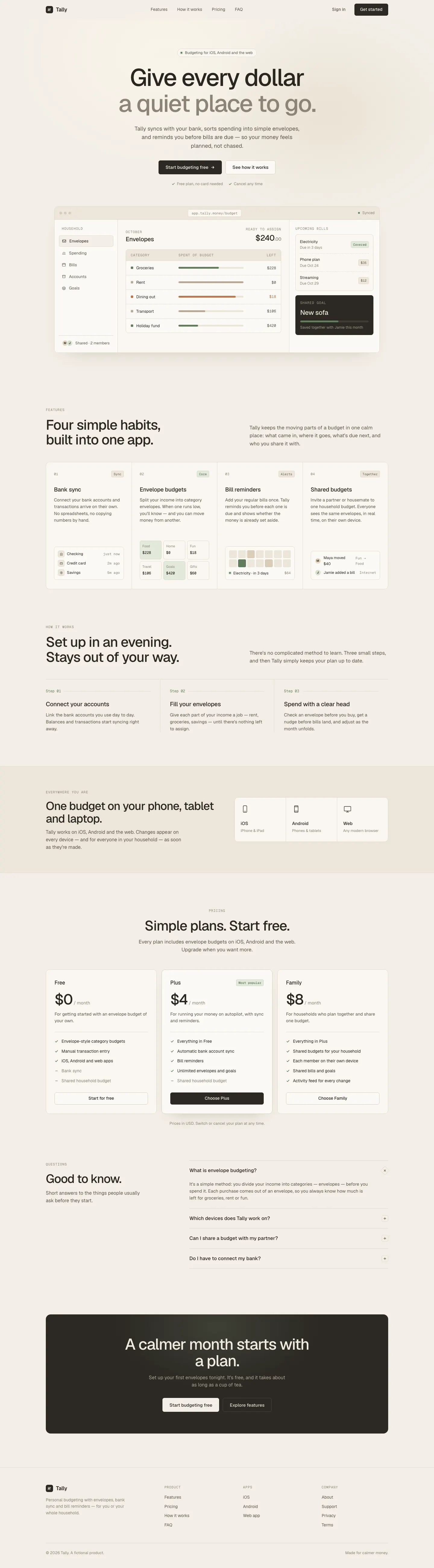After: Tally landing page, made with Clean Minimal Beige Light Mode (Meng To)