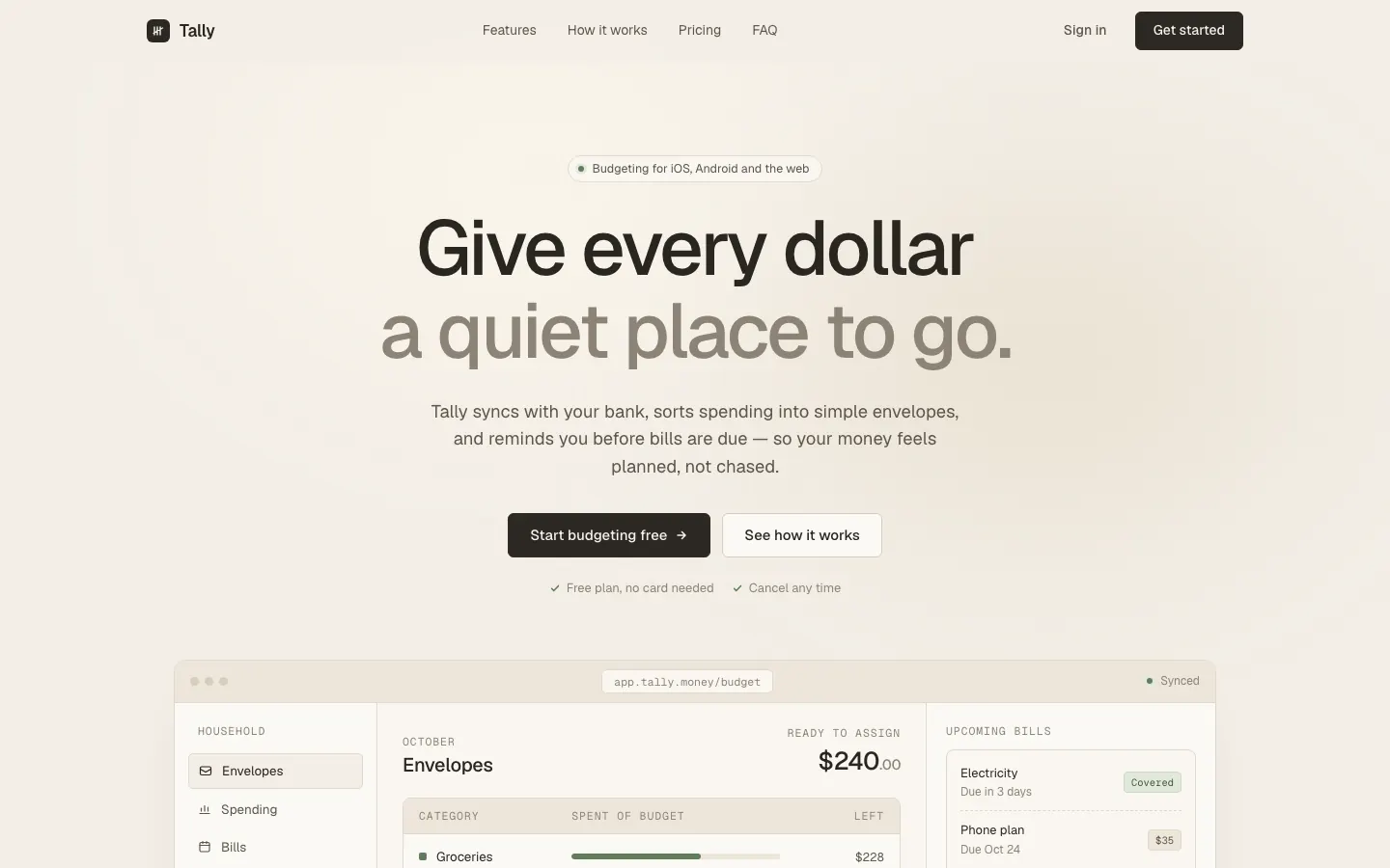 After: Tally landing page, made with Clean Minimal Beige Light Mode (Meng To)