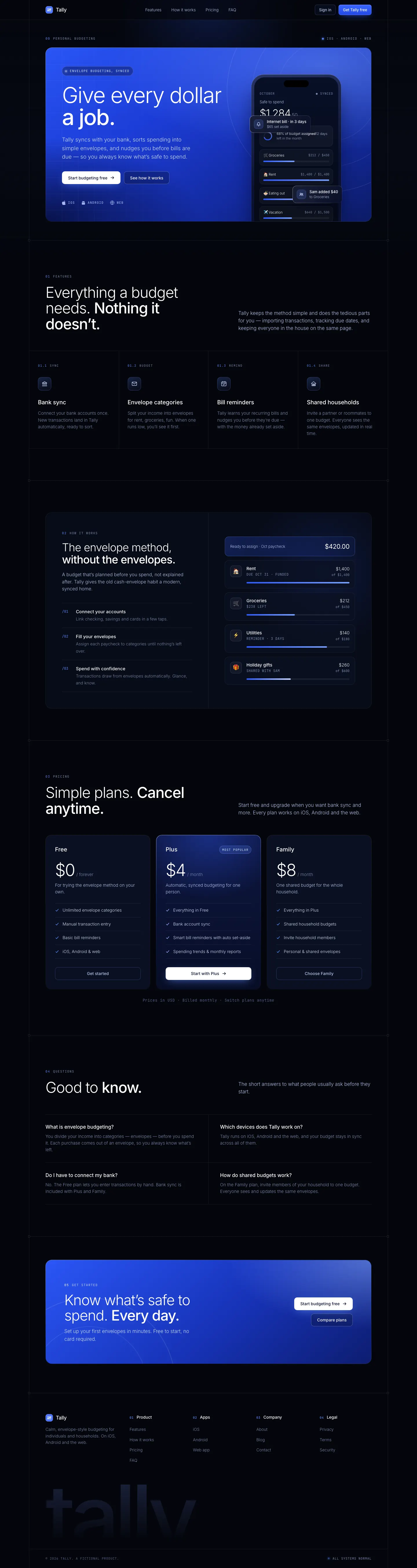 After: Tally landing page, made with Dark Blue Contrasting Clean (Meng To)