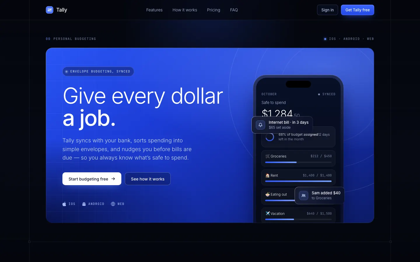 After: Tally landing page, made with Dark Blue Contrasting Clean (Meng To)