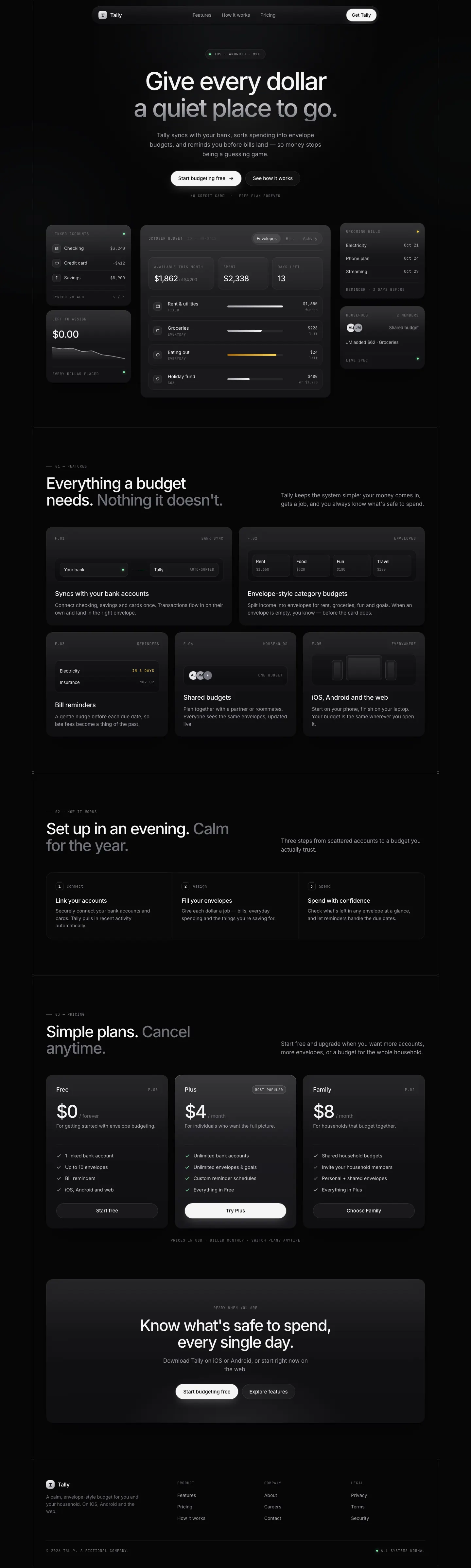 After: Tally landing page, made with Dark Glass Clean Layout (Meng To)
