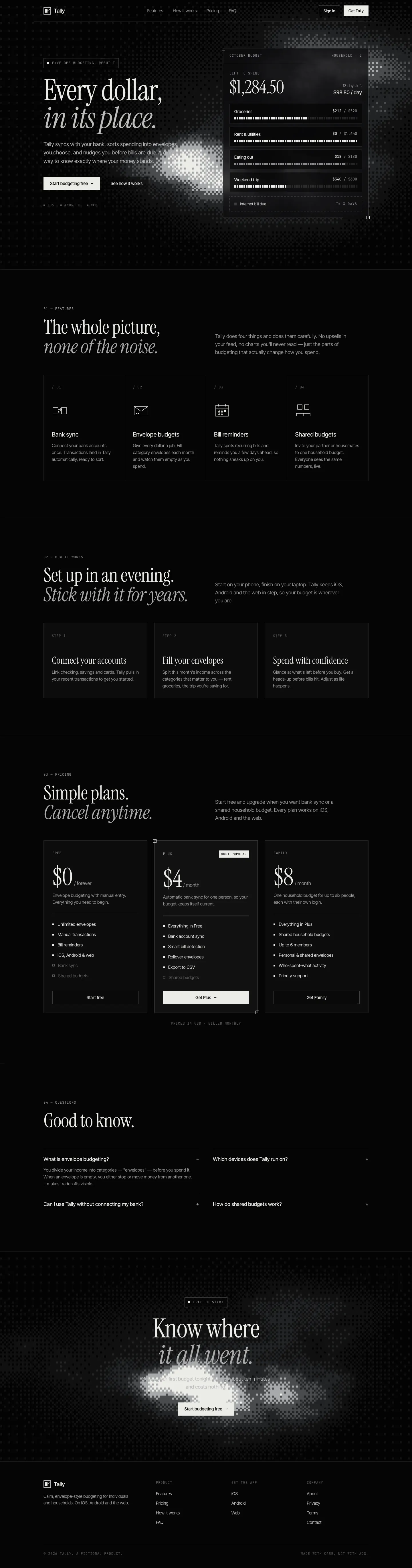 After: Tally landing page, made with Dither Background (Meng To)