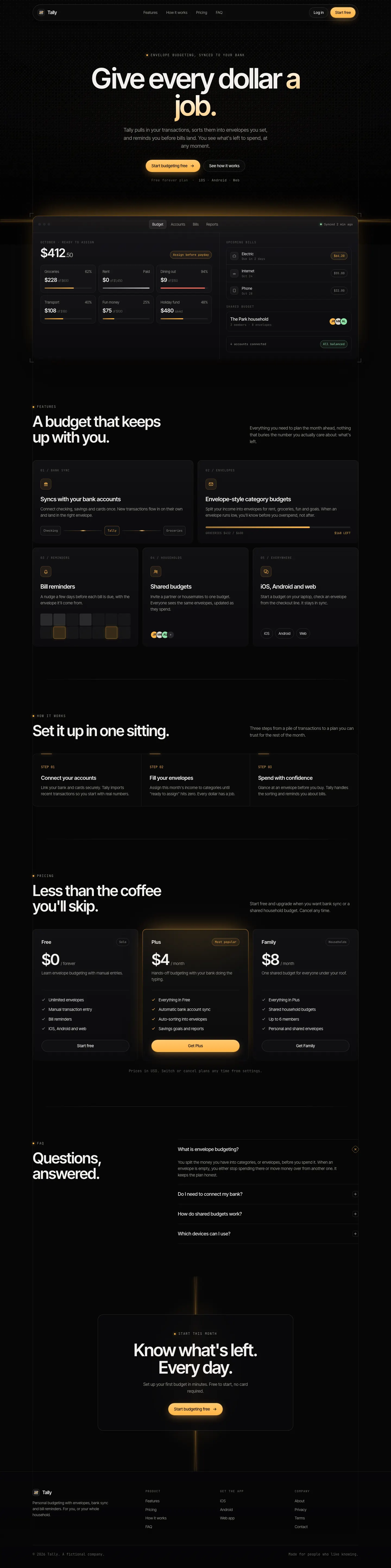 After: Tally landing page, made with Dither Laser Dark Mode (Meng To)