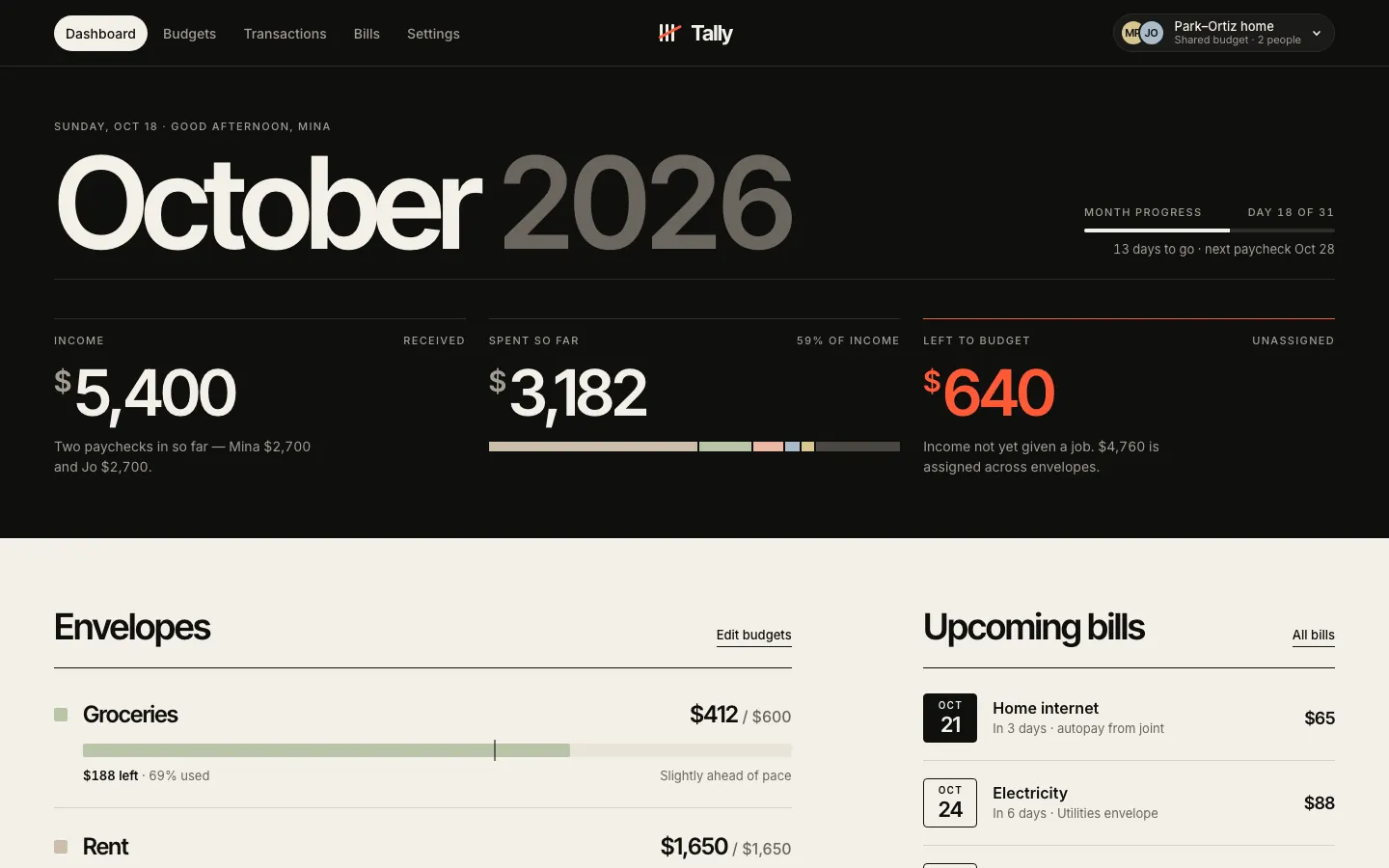After: Tally dashboard, made with Editorial Portfolio Chapters (Meng To)