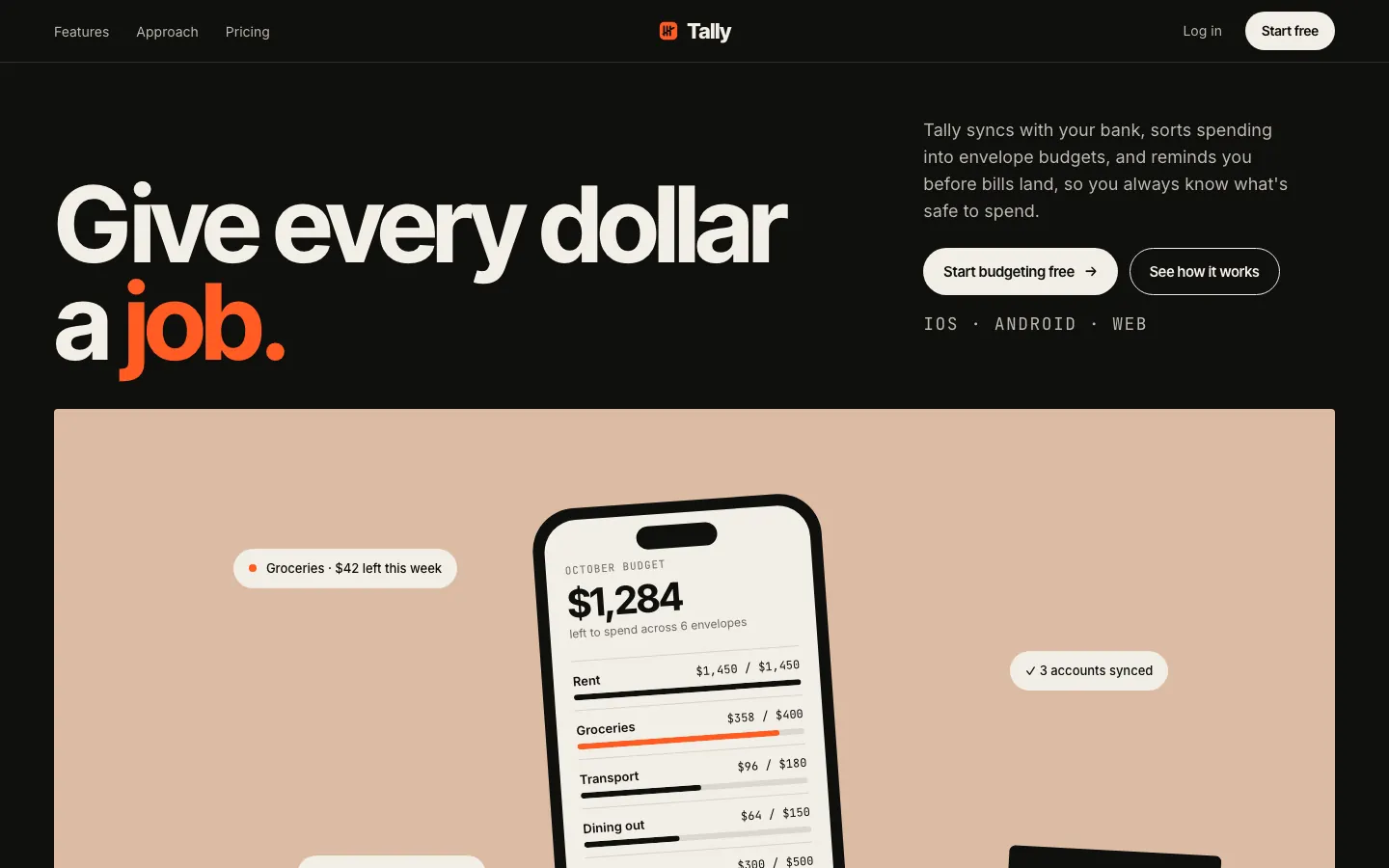 After: Tally landing page, made with Editorial Portfolio Chapters (Meng To)