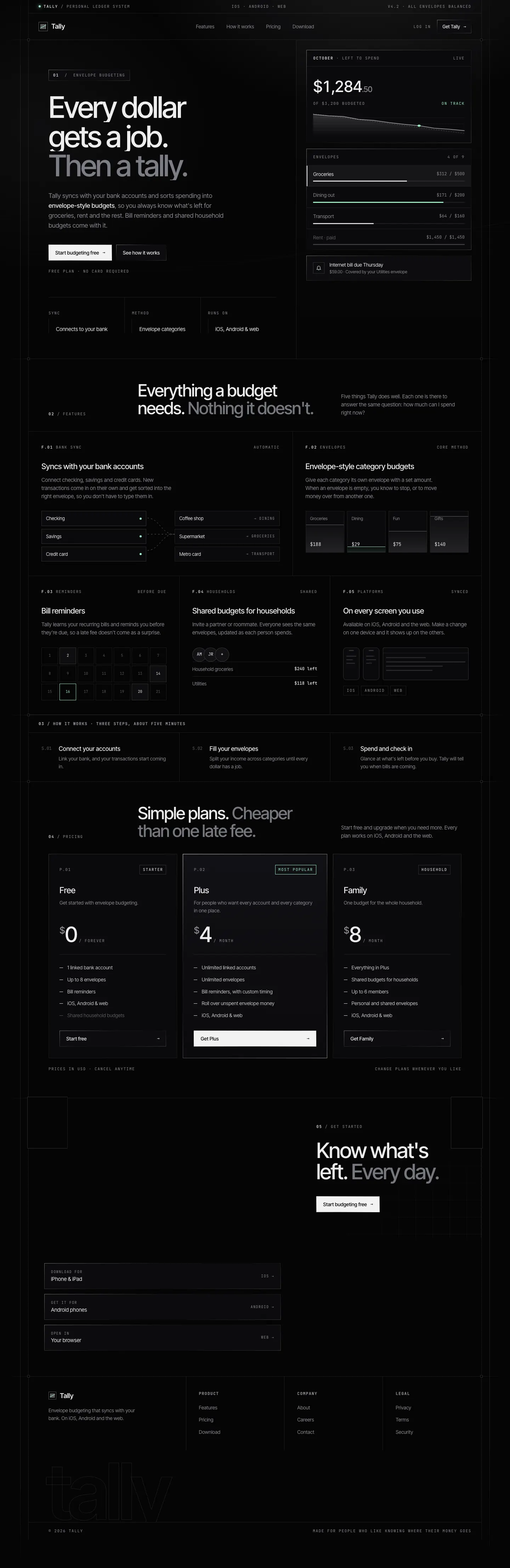 After: Tally landing page, made with Framed Tech Dark Border Gradient (Meng To)