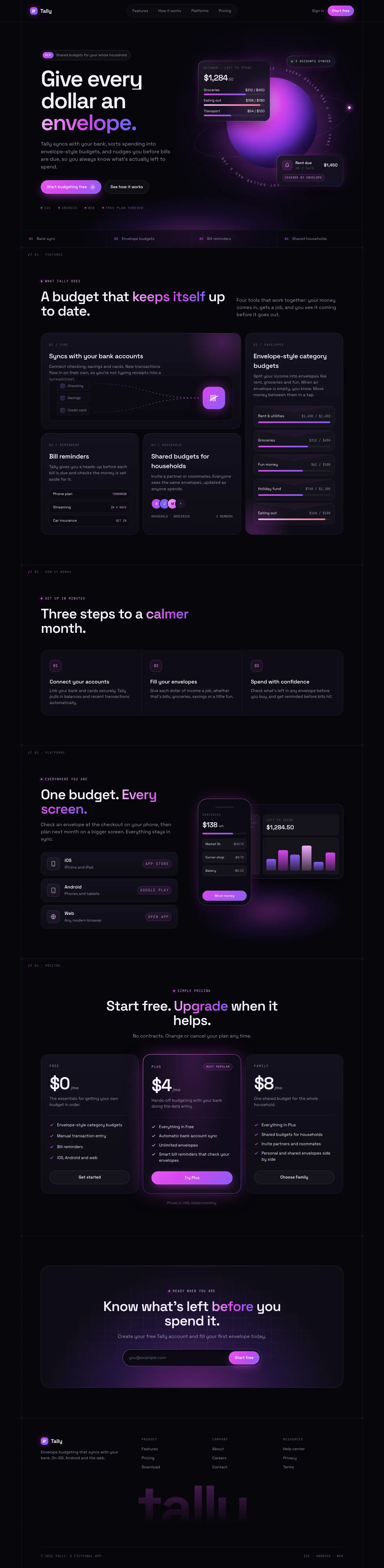 After: Tally landing page, made with Funky Purple Container Tech (Meng To)