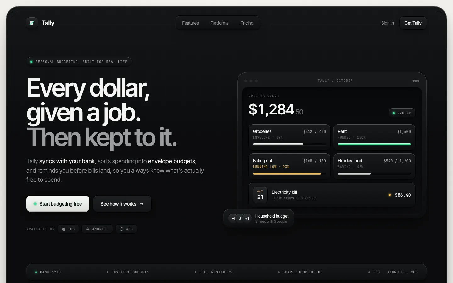 After: Tally landing page, made with High Contrast Skeuomorphic Clean (Meng To)
