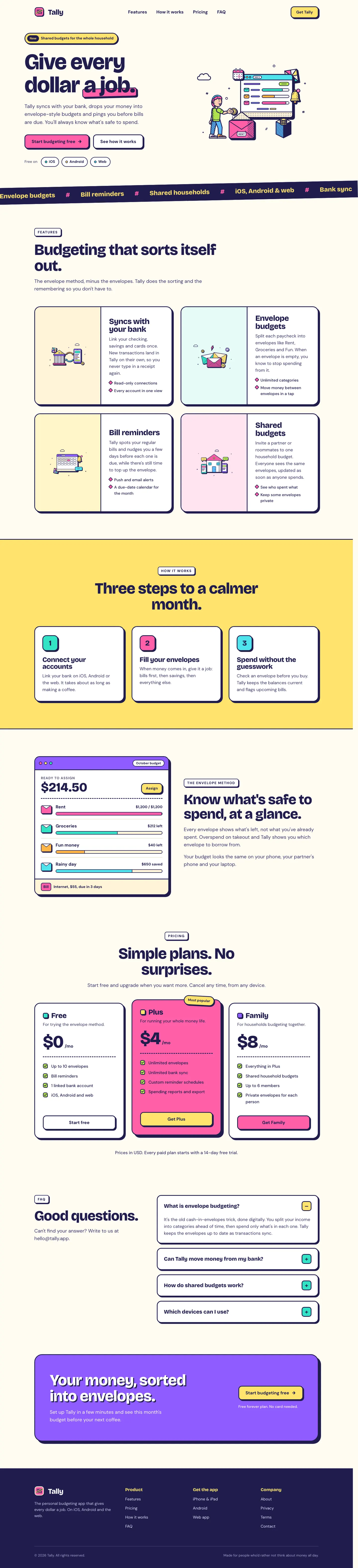 After: Tally landing page, made with Illustration: Bold Pop (Meng To)