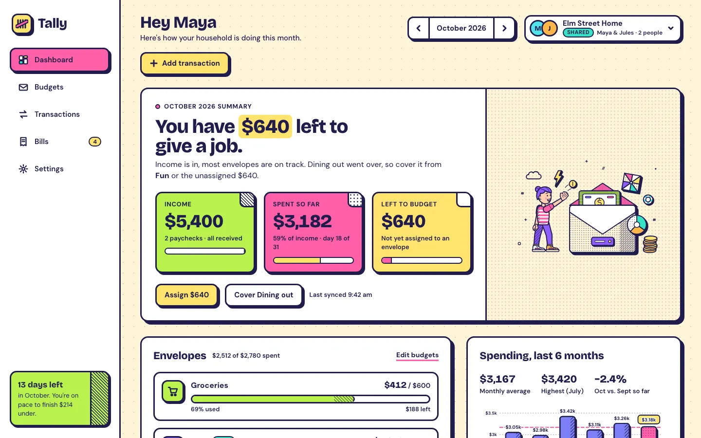 After: Tally dashboard, made with Illustration: Bold Pop (Meng To)