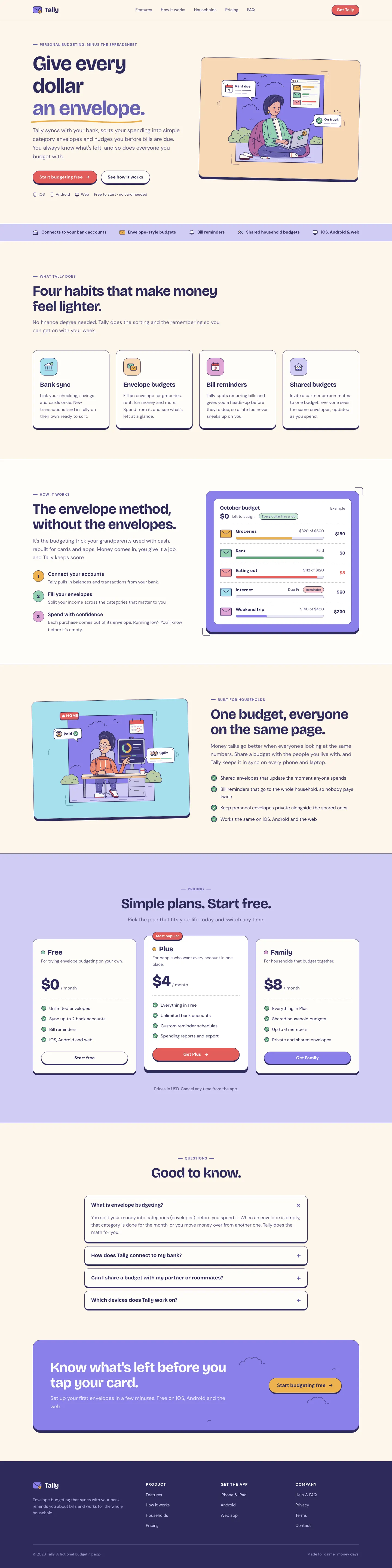 After: Tally landing page, made with Illustration: Framed Panel (Meng To)