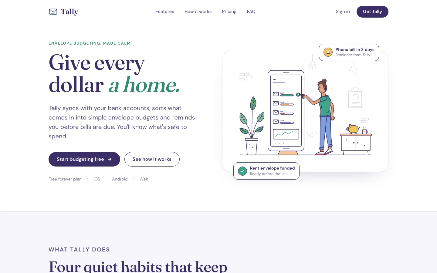 After: Tally landing page, made with Illustration: Line Interior (Meng To)