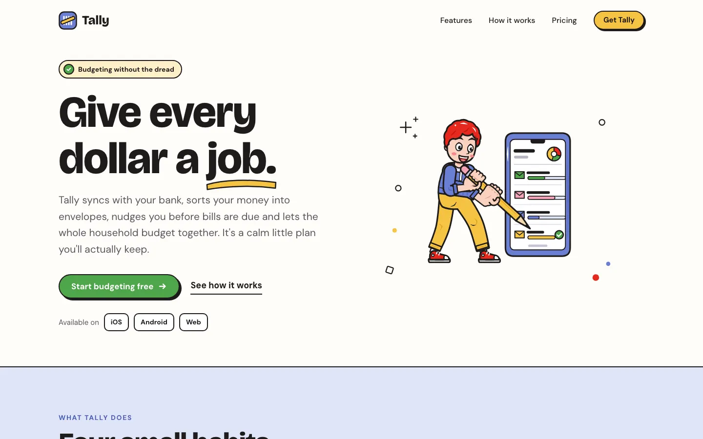 After: Tally landing page, made with Illustration: Outlined Cartoon (Meng To)