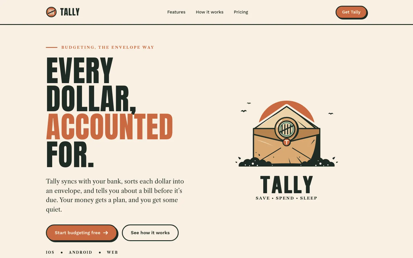 After: Tally landing page, made with Illustration: Vintage Emblem (Meng To)
