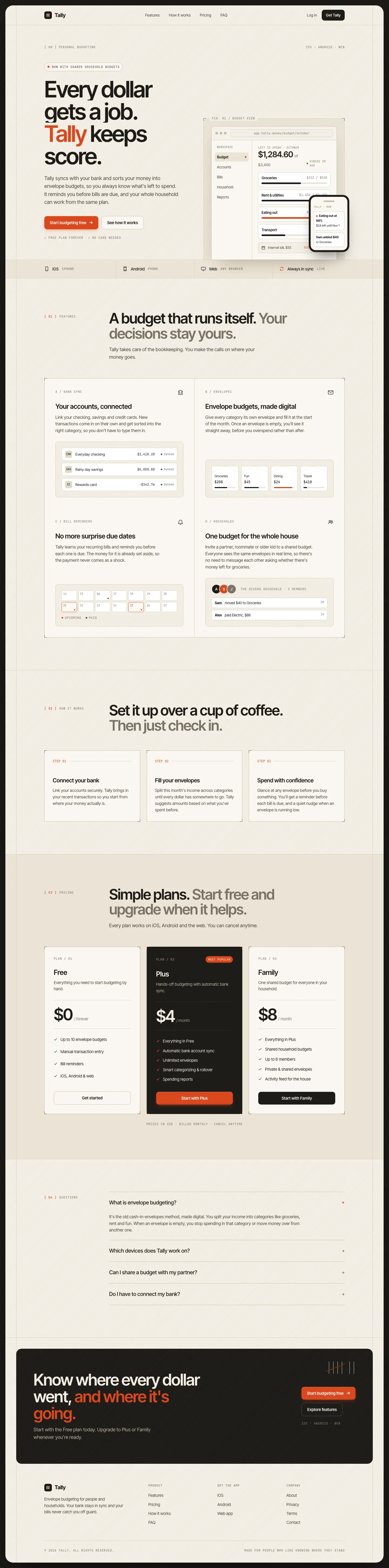 After: Tally landing page, made with Light Mode Paper Technical (Meng To)