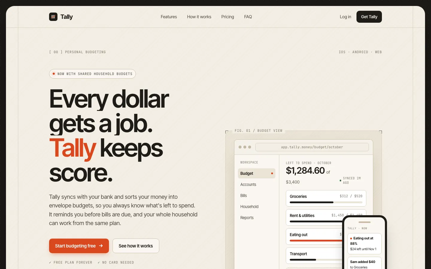 After: Tally landing page, made with Light Mode Paper Technical (Meng To)