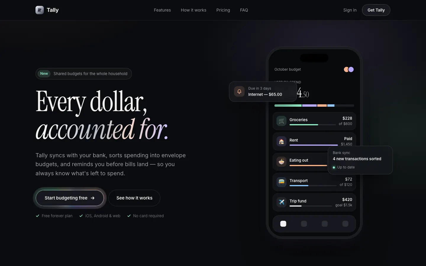 After: Tally landing page, made with Liquid Metal Border (Meng To)