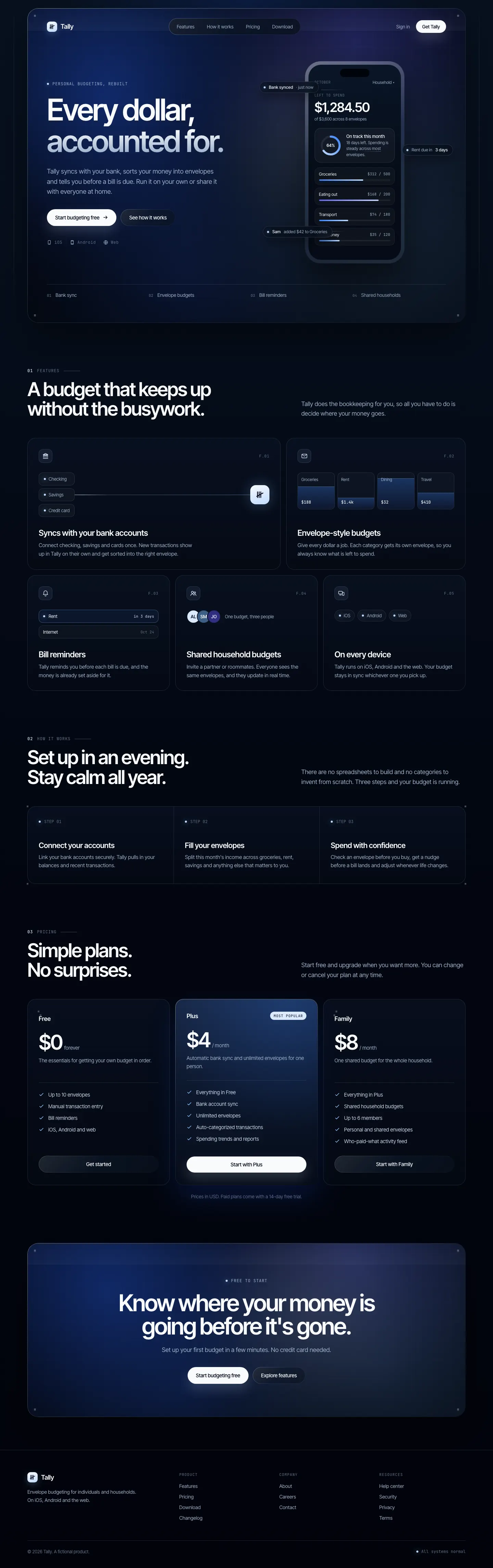 After: Tally landing page, made with Mesh Gradient Dark Blue Clean (Meng To)
