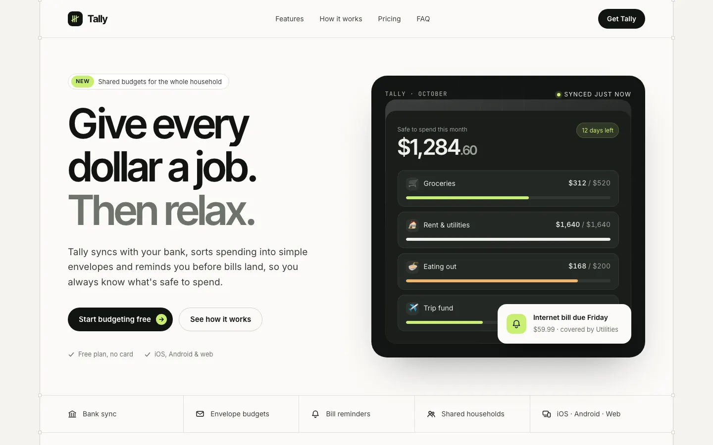 After: Tally landing page, made with Nested Container Clean Agency (Meng To)