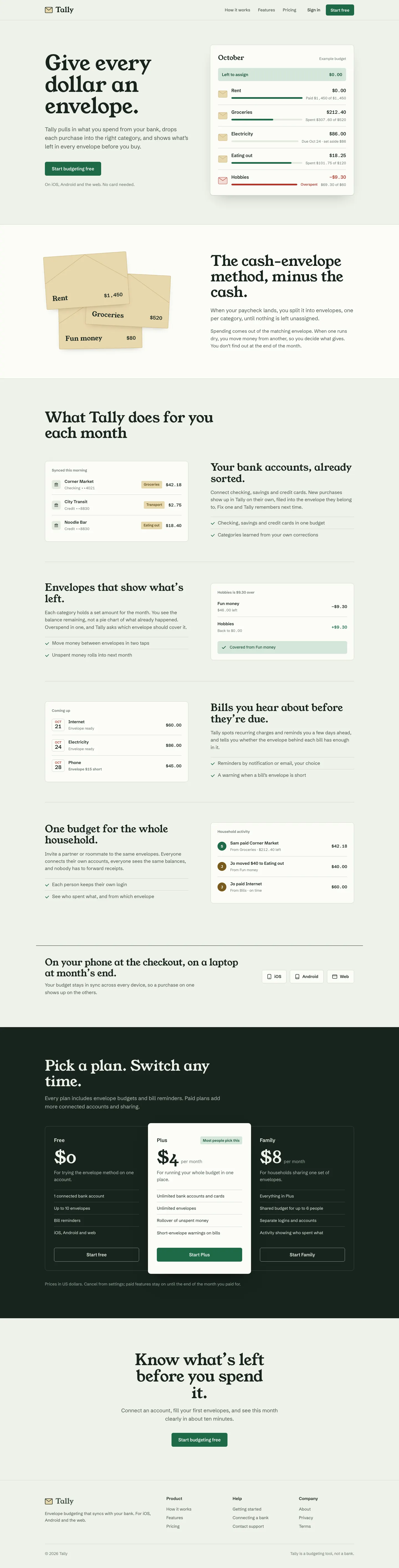 After: Tally landing page, made with No AI Design Slop (Meng To)