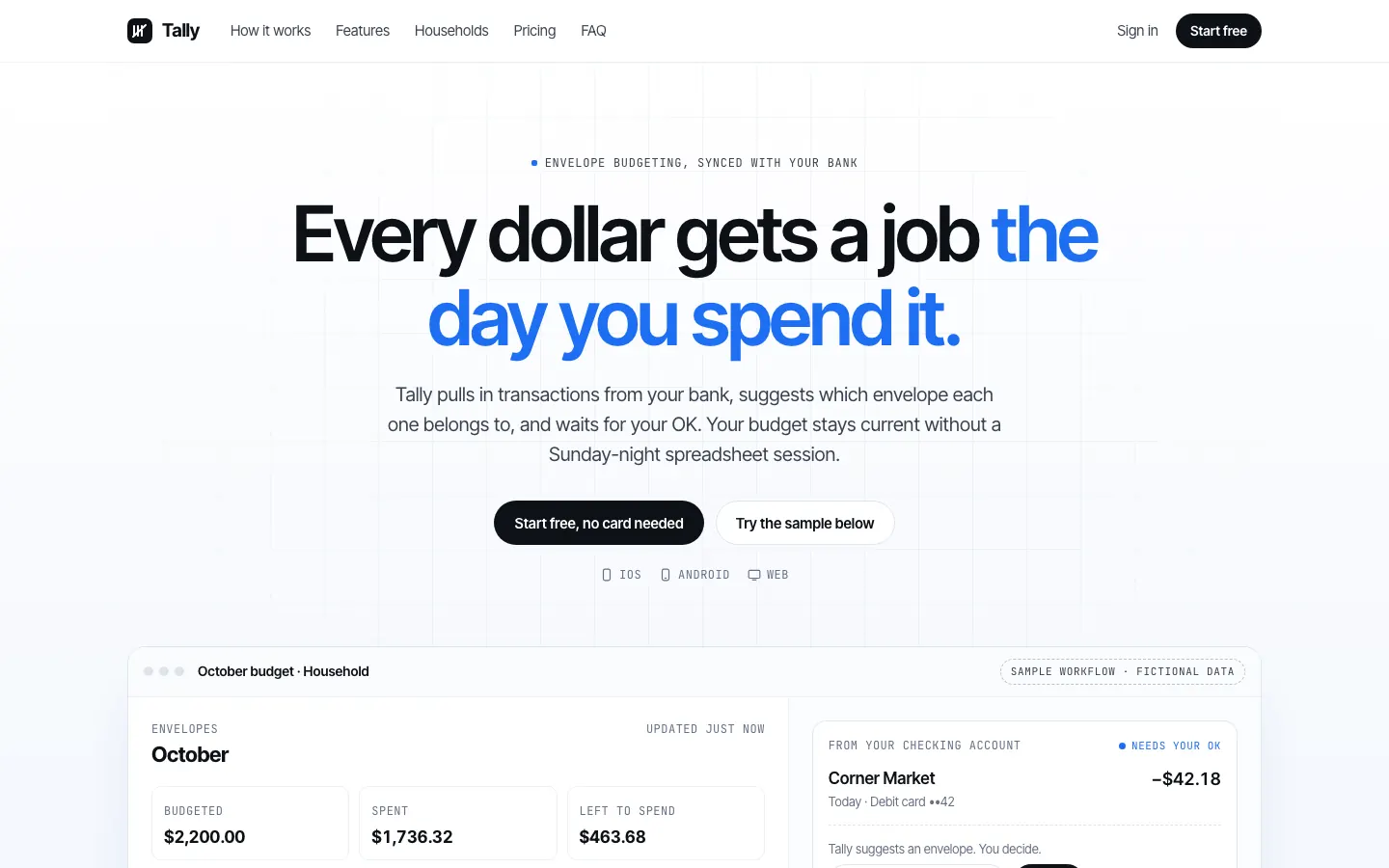 After: Tally landing page, made with Product Proof SaaS (Meng To)