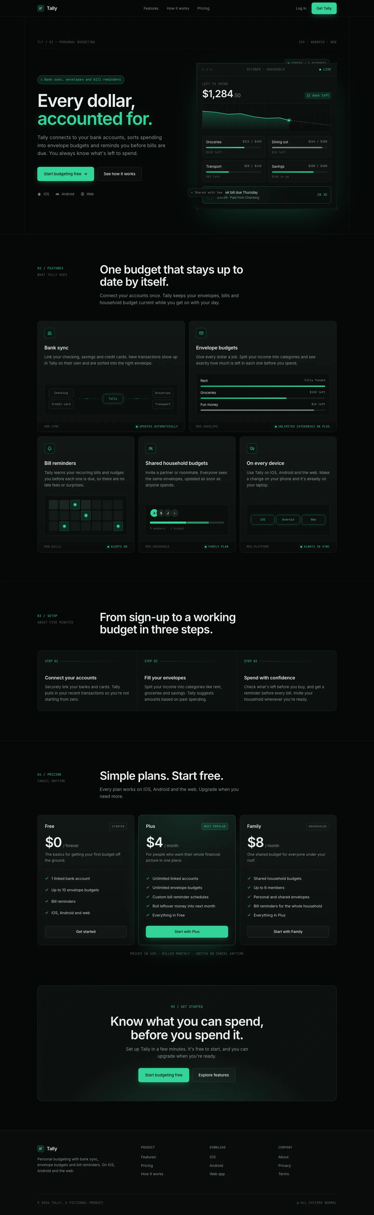 After: Tally landing page, made with Tech Green Dark Mode Modern (Meng To)