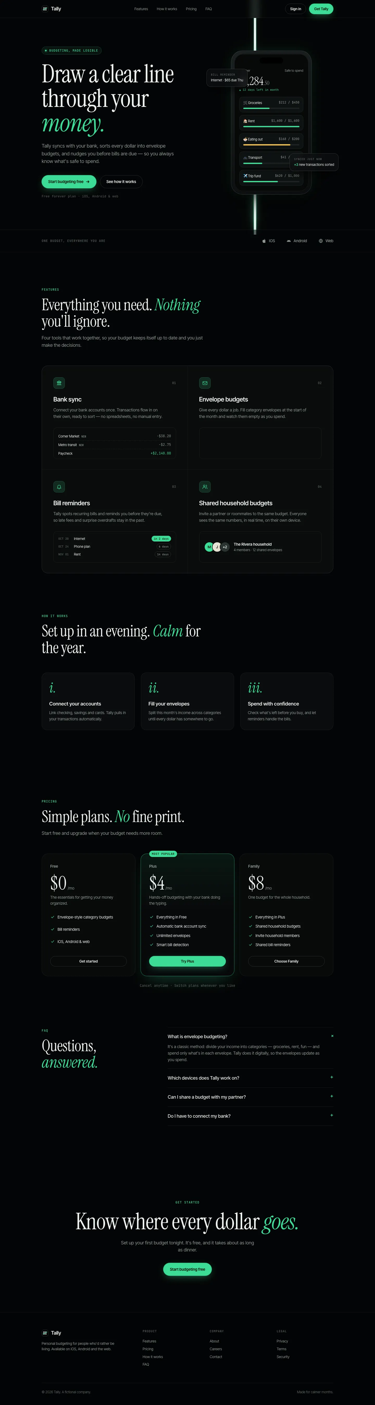 After: Tally landing page, made with WebGL Laser (Meng To)