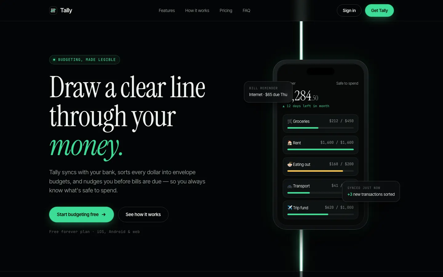 After: Tally landing page, made with WebGL Laser (Meng To)