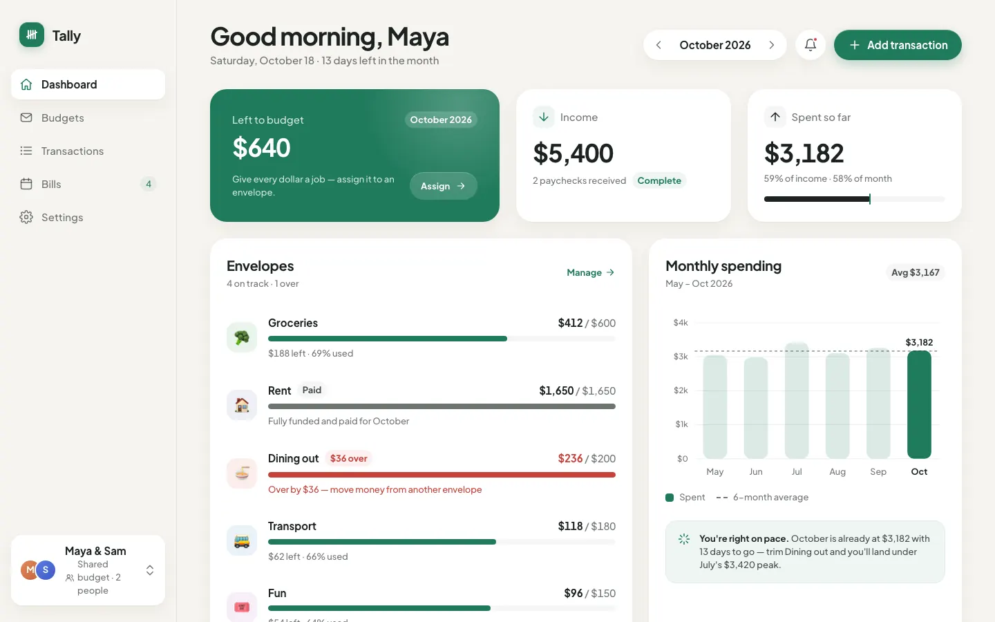 After: Tally dashboard, made with mobile-app-ui-design