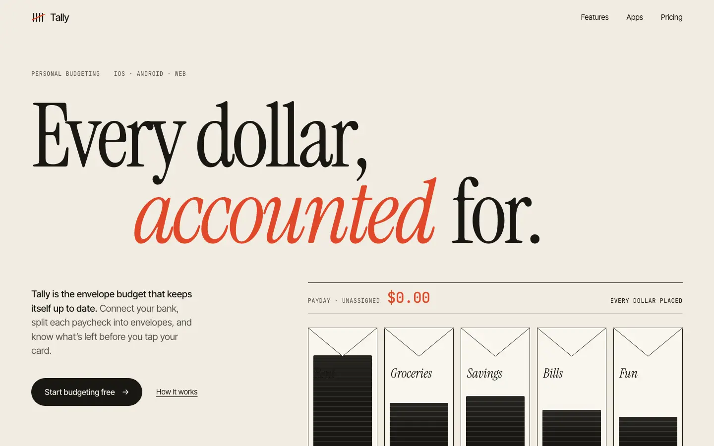 After: Tally landing page, made with Motion Web