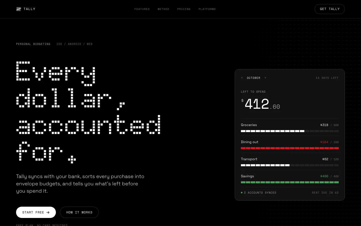 After: Tally landing page, made with nothing-design-skill